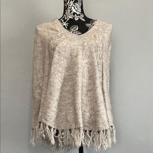BCBGMaxAzria Beige Poncho with Fringe